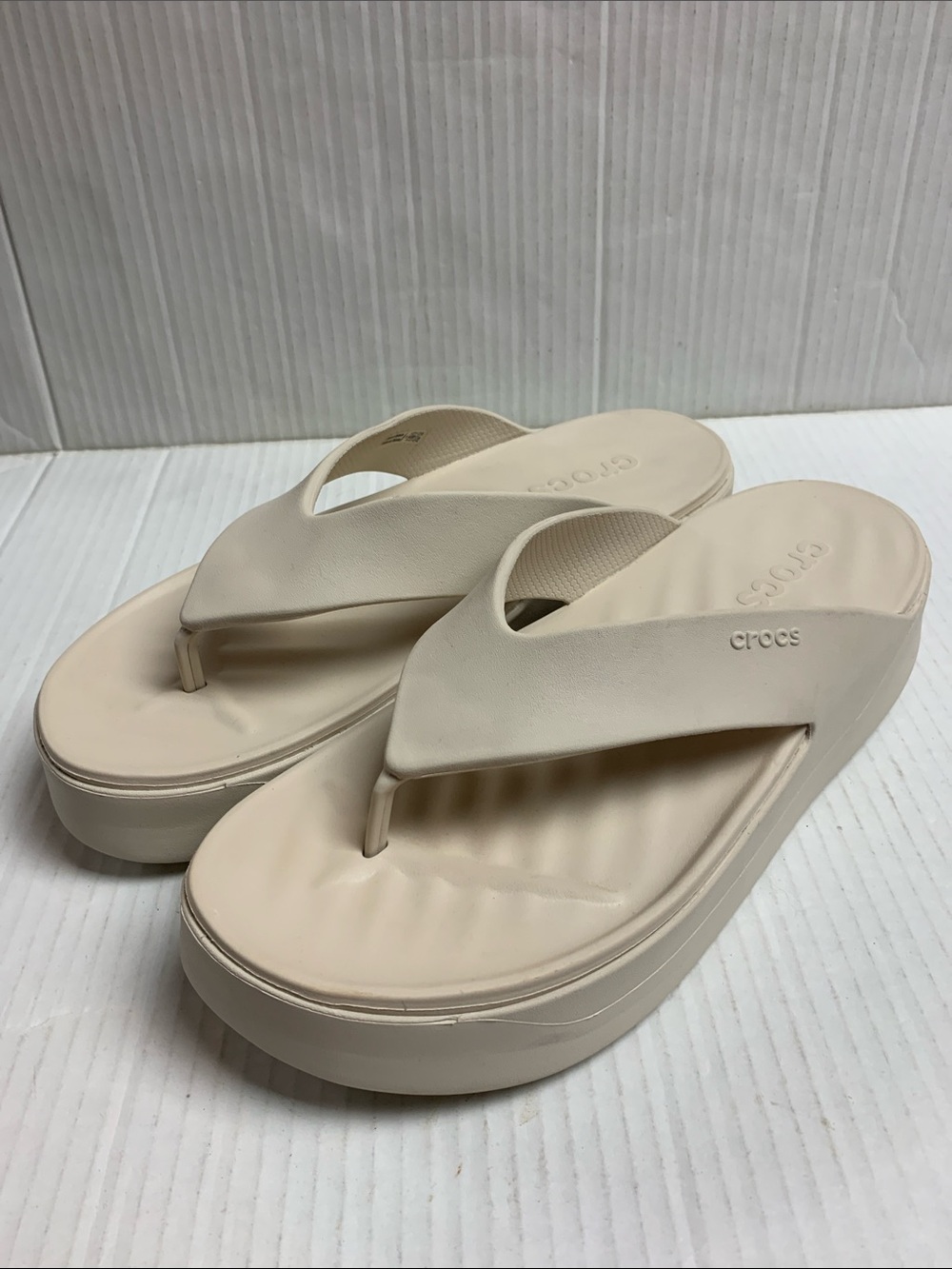Crocs Gateway Platform Flip Flops Bone White Size 9